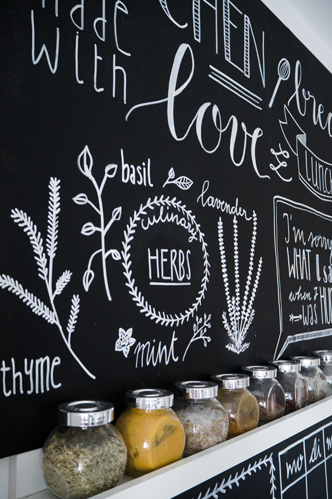 Chalk Lettering Küche Tafelwand bemalen mit Handlettering